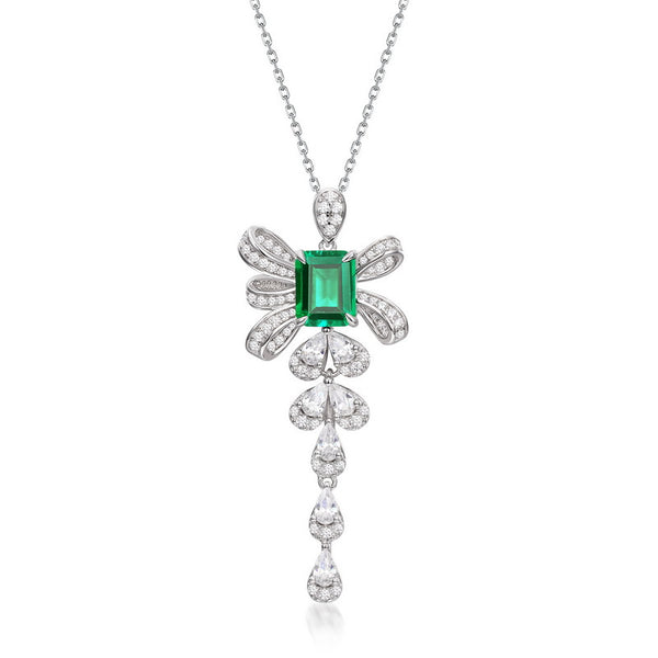 Lab Grown Emerald Bowknot Necklace