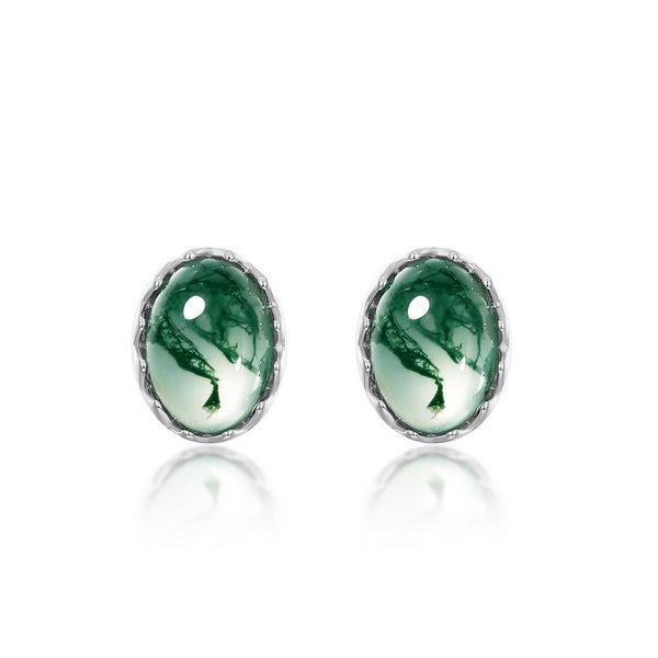 Moss Agate Stud Earrings