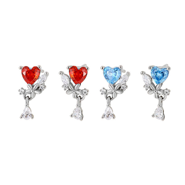 Heart Flower Stud Earrings