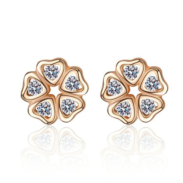 Moissanite Heart Flower Stud Earrings