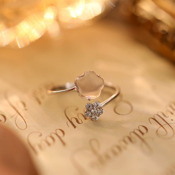 Dainty Pink Flower Stacking Ring