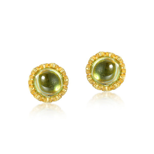 Round Peridot Stud Earrings