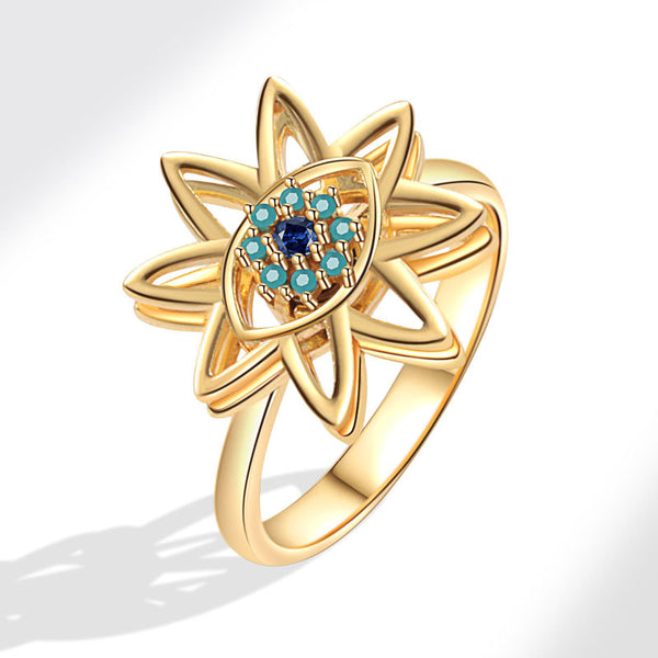 Evil Eye Flower Fidget Spinner Ring