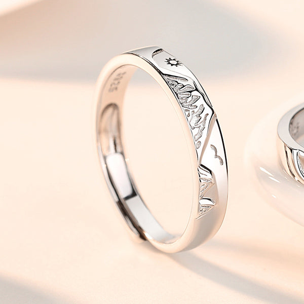 Mountain Ocean Couple Matching Ring