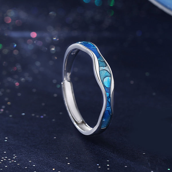 Blue Heart Matching Couple Ring