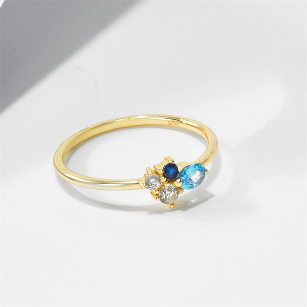 Color Gemstone Wedding Slim Ring