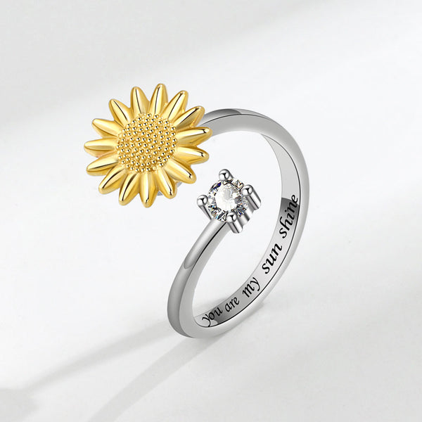 Sunflower Anxiety Fidget Spinner Ring