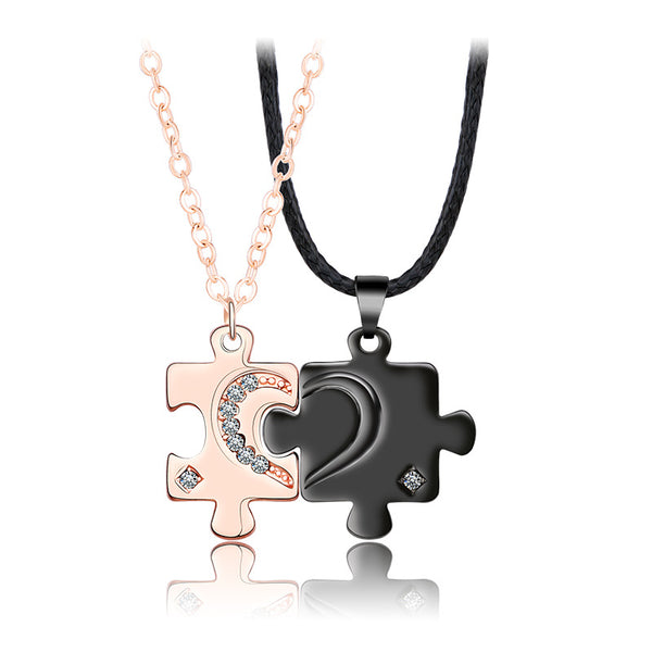 Heart Puzzle Couple Necklace