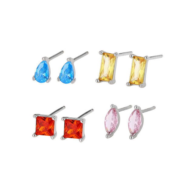 Color Gemstone Stud Earrings