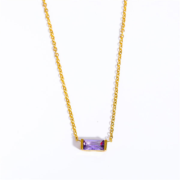 Baguette Cut Birthstone Pendant Necklace