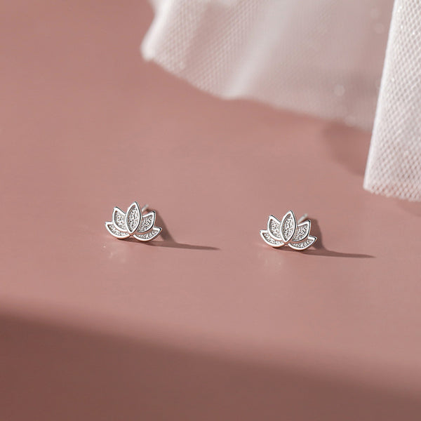 Dainty Lotus Flower Stud Earrings