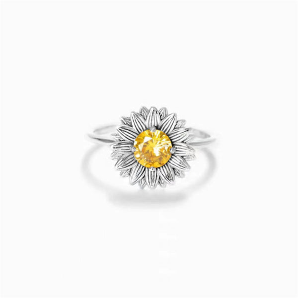 Gold Zircon Sunflower Ring