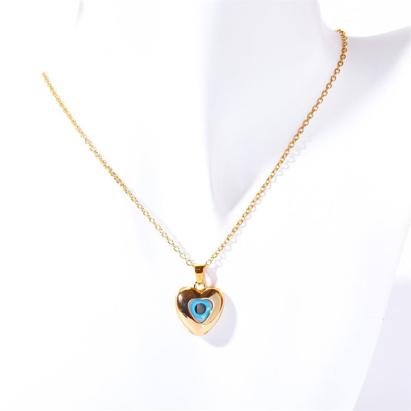 Evil Eye Heart Pendant Necklace