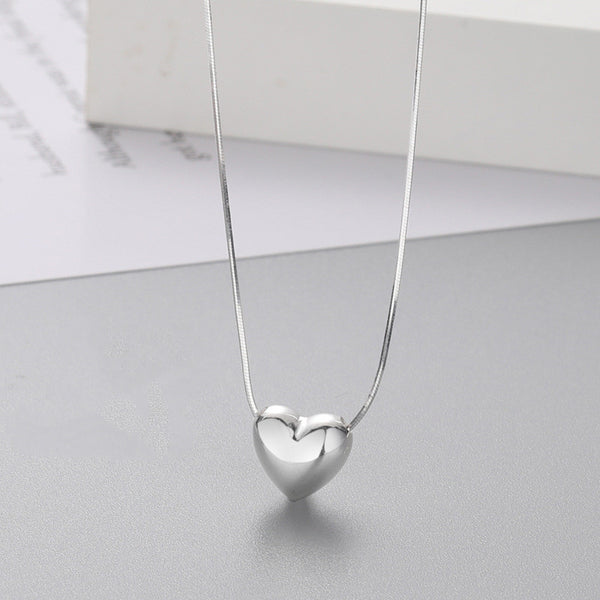 Silver Three-Dimensional Heart Necklace