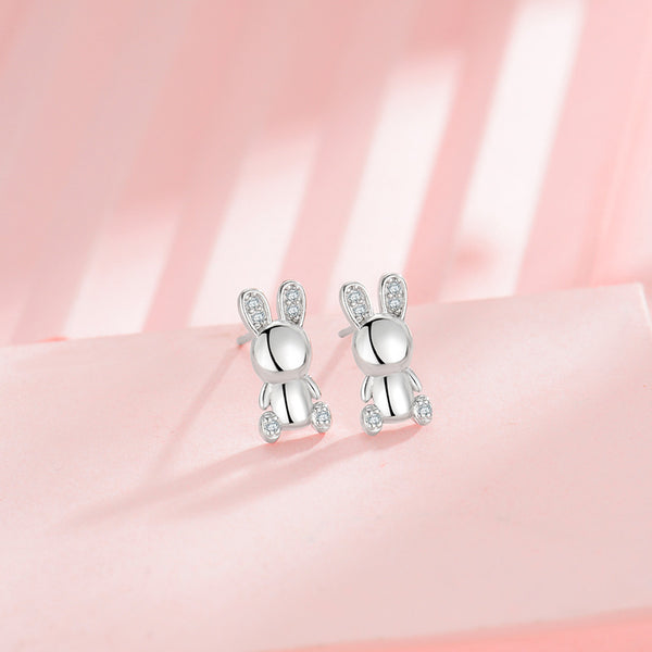 Bunny Rose Flower Stud Earrings