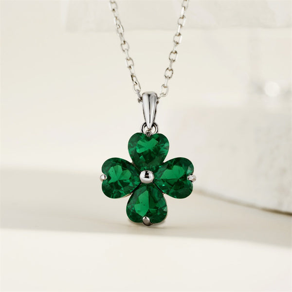 Heart Four Leaf Clover Pendant Necklace