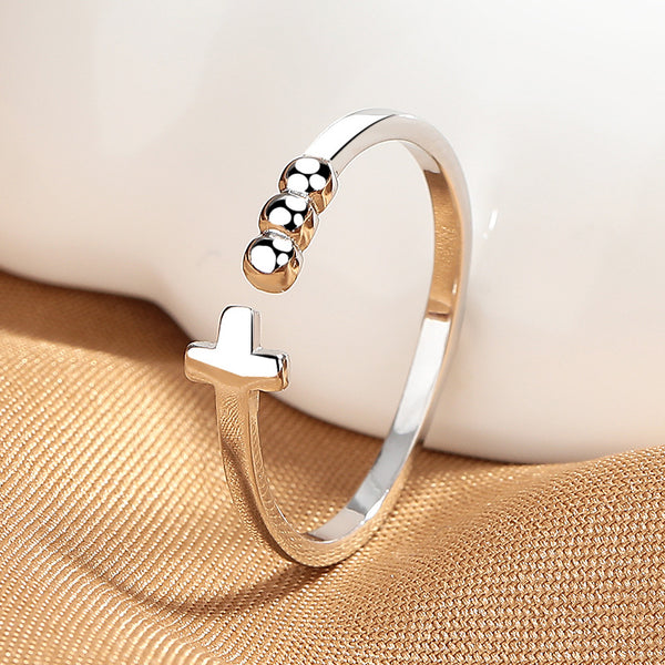 Silver Cross Stacking Slim Ring