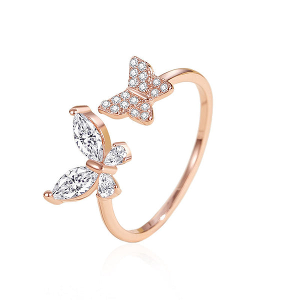 Dainty Double Butterfly Stacking Ring