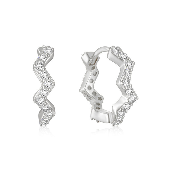 Wave Pave Huggie Hoop Earrings