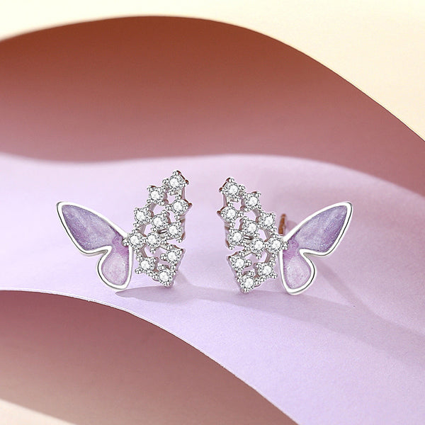 Purple Butterfly Stud Earrings