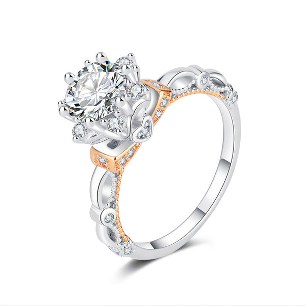 Color Moissanite Flower Engagement Band Ring