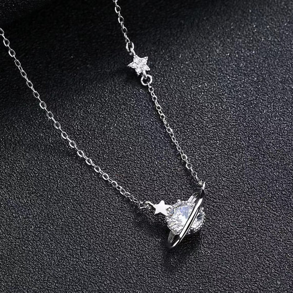 Silver Planet Pendant Necklace