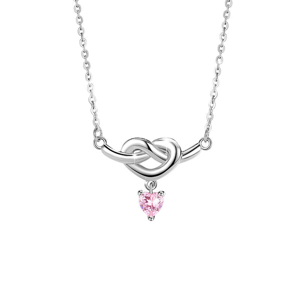 Pink Heart Knot Necklace