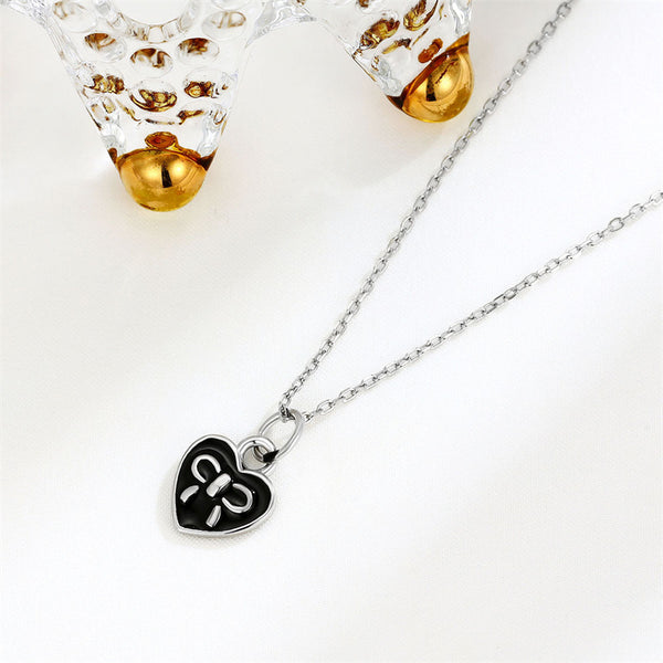 Black Bowknot Heart Necklace