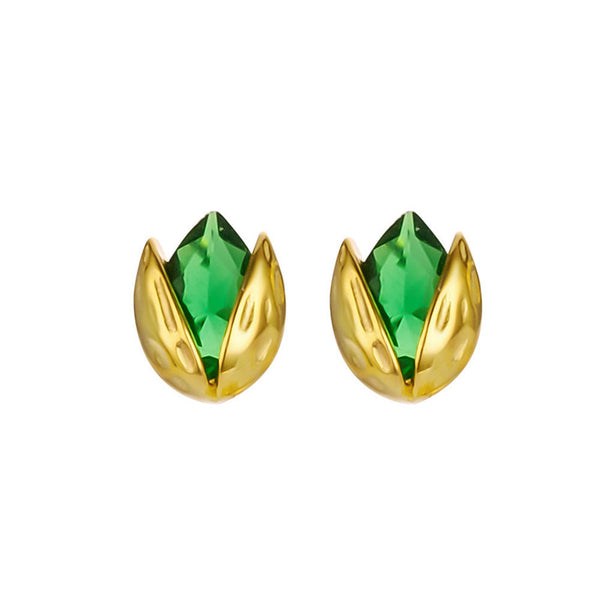 Gold Pistachio Stud Earrings