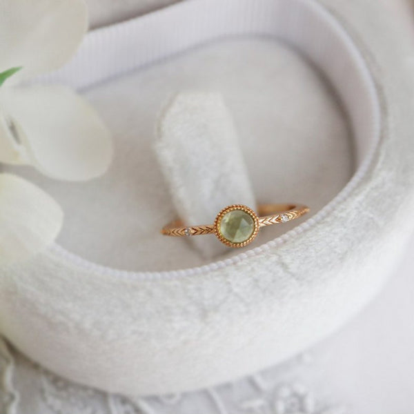 Solitaire Green Gem Stacking Ring