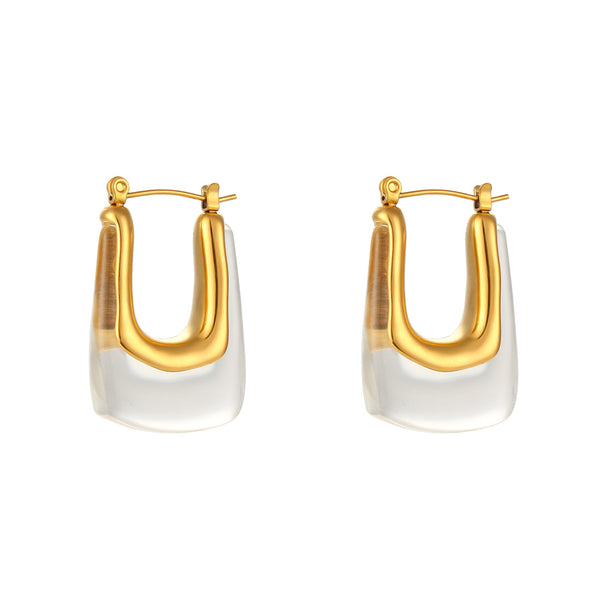 Colored Enamel U Shaped Hoop Earrings