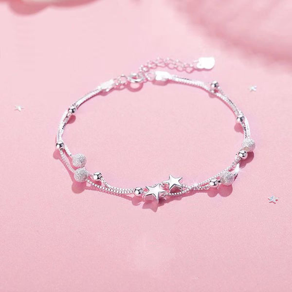 Star Bead Charm Double Chain Bracelet