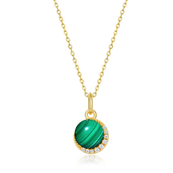 Malachite Moon Pendant Necklace