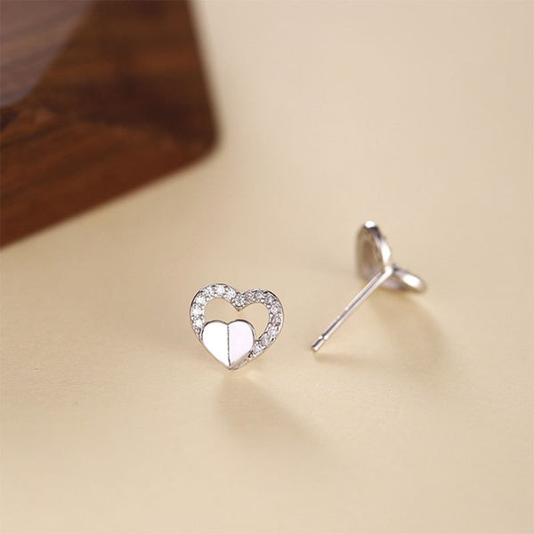 Double Heart Stud Earrings