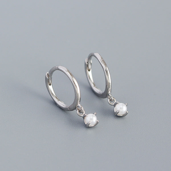 Imitation Pearl Hoop Earrings