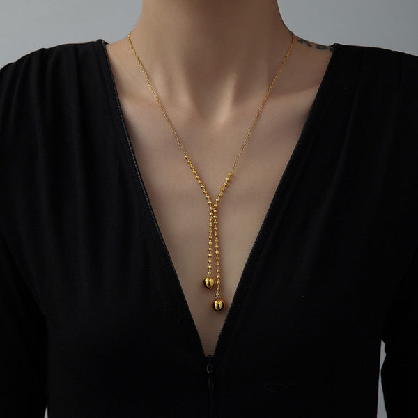 Double Gold Ball Necklace