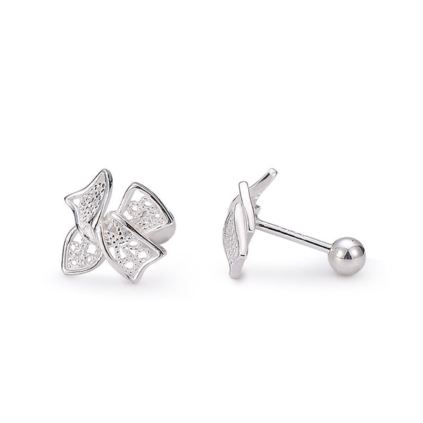 Silver Bow Stud Earrings