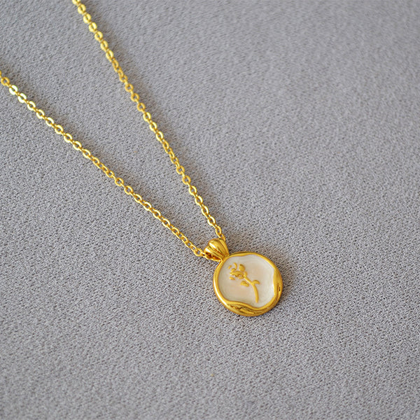 Gold Tulip Rose Flower Necklace