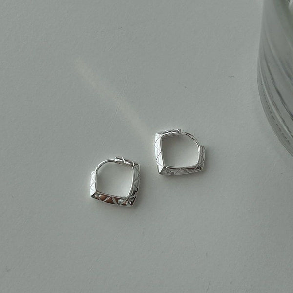 Sterling Silver Rhombus Hoop Earrings