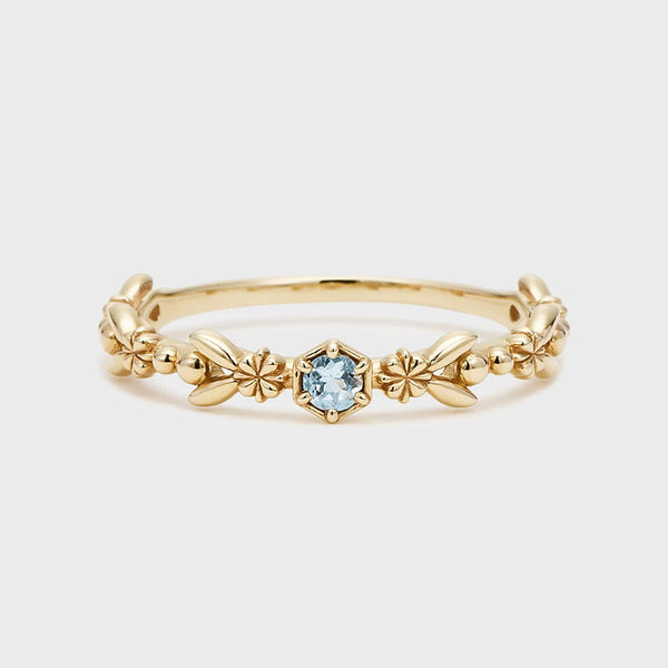 Vintage Aquamarine Flower Ring