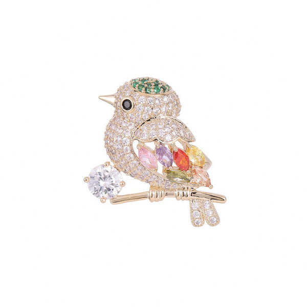 Color Gemstone Bird Wedding Brooch