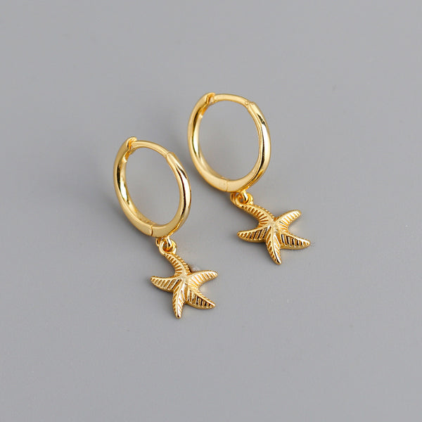 Starfish Dangle Drop Hoop Earrings