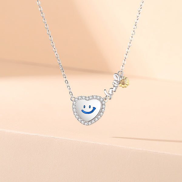 Smiley Face Heart Necklace