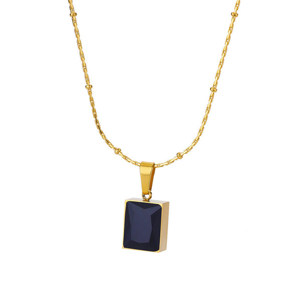 Square Crystal Pendant Necklace