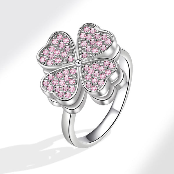 Pink Four Leaf Clover Fidget Spinner Ring