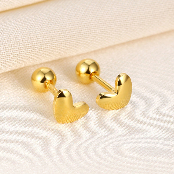 Gold Heart Stud Earrings