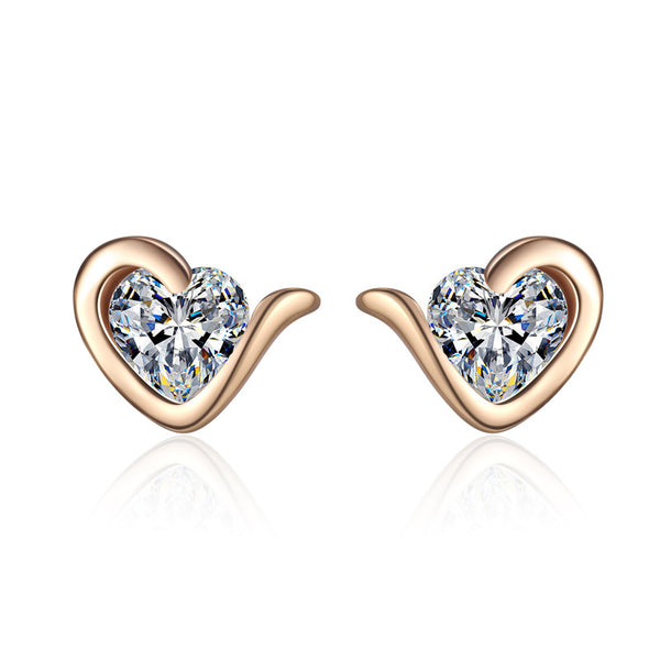 Moissanite Heart Wedding Stud Earrings