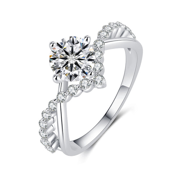 Moissanite Crown Engagement Band Ring