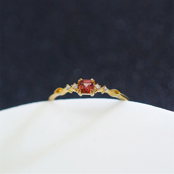 Garnet Stone Slim Ring