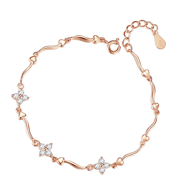 Four Leaf Clover Heart Bracelet